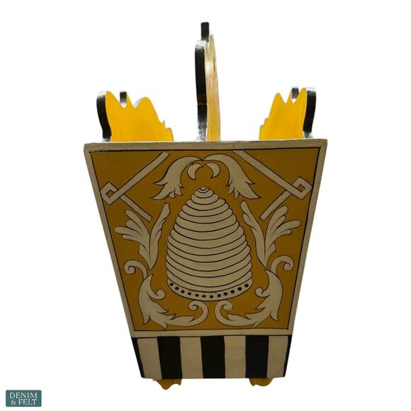 MacKenzie-Childs Spelling Bee Magazine Rack Yellow Hand-Painted Home Accent - Picture 12 of 16